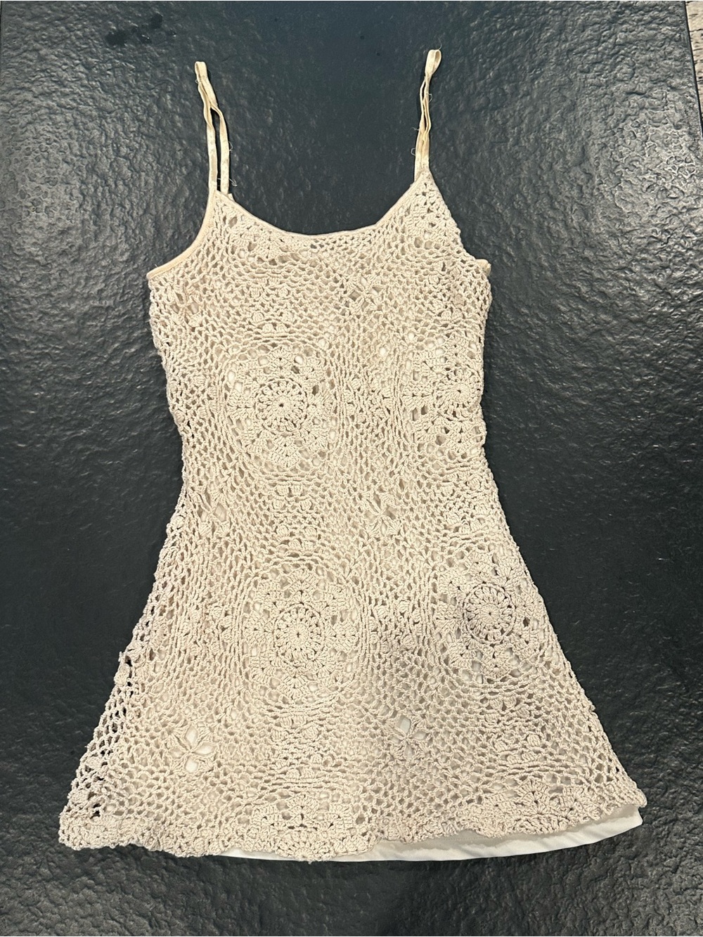 VTG Y2K Lined Crochet Mini Dress